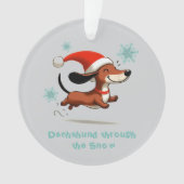 Dachshund through the Snow puppy dog Christmas Ornament (voorkant)