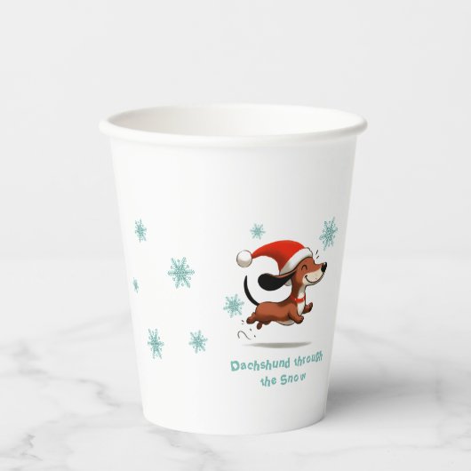 Dachshund through the Snow puppy dog Christmas Papieren Bekers (Voorkant)