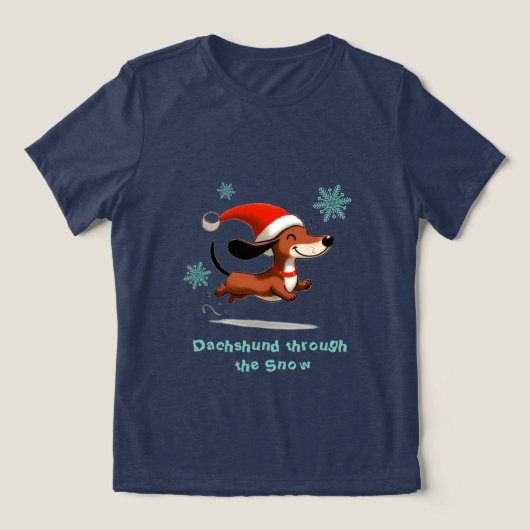 Dachshund through the Snow puppy dog Christmas Tri-Blend Shirt (Design voorkant)