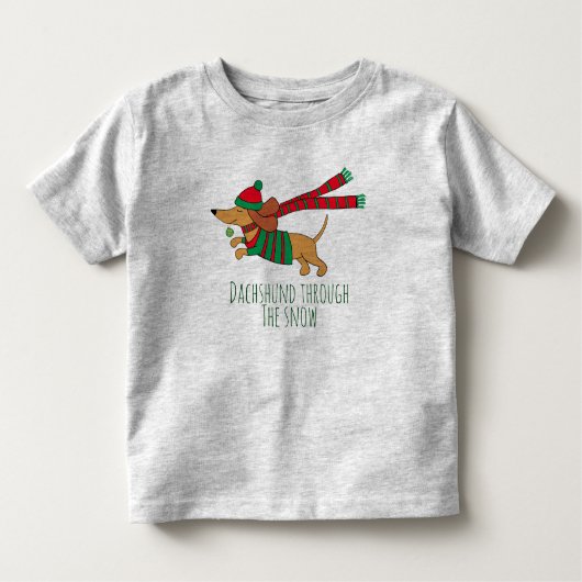 Dachshund Through the Snow Toddler Jersey T-Shirt (Voorkant)