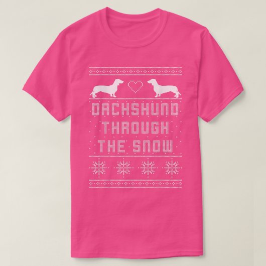 Dachshund Through the Snow  Ugly Christmas Sweater T-shirt (Design voorkant)