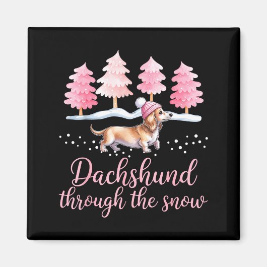 Dachshund Through The Snow Wiener Dog Christmas  Magneet (Voorkant)