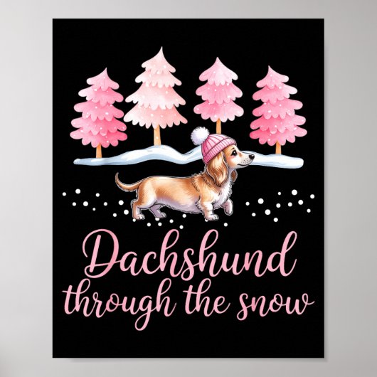 Dachshund Through The Snow Wiener Dog Christmas Poster (Voorkant)
