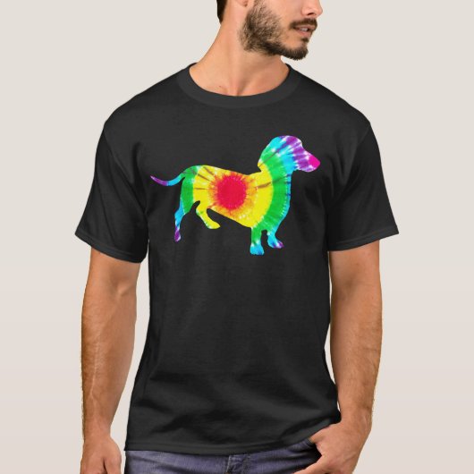 Dachshund Tie Dye Hippie Dachshund Puppy Dog T-shirt (Voorkant)