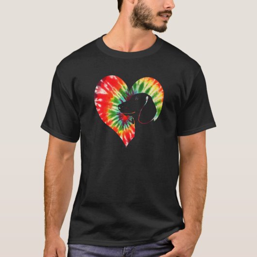 Dachshund Tie Dye Hippies T-shirt (Voorkant)