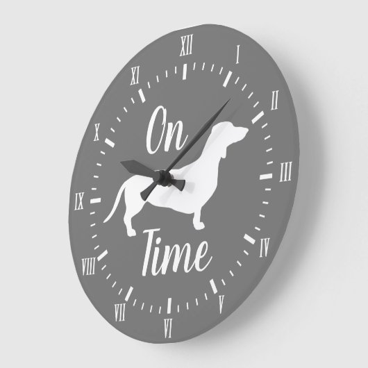 Dachshund Time Grey & White Grote Klok (Hoek)