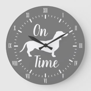 Dachshund Time Grey & White Grote Klok