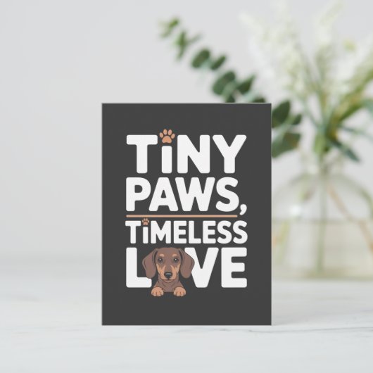 Dachshund Tiny Paws, Timeless Love Aankondigingskaart (Staand voorkant)