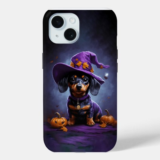 Dachshund tovenaar puppy met Halloween pompoen Case-Mate iPhone Case (Achterkant)