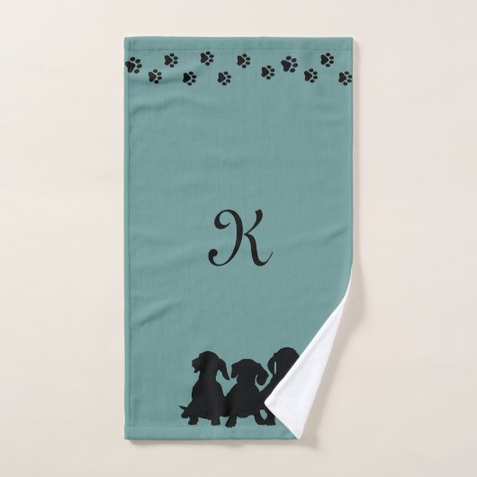 Dachshund Towel Monogrammed Silhouette Handdoek (Handdoek)