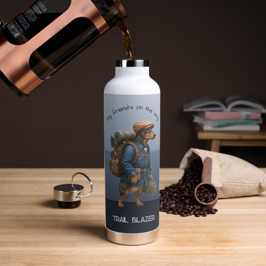 Dachshund Trail Blazer Hiker Drawstring Adventure  Waterfles (Koffie)