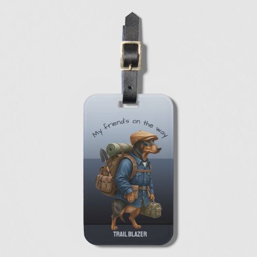 Dachshund Trail Blazer Hiker Personalized  Bagagelabel (Voorkant (verticaal))
