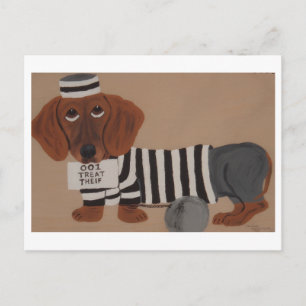 Dachshund traktatie dief Gevangene Feestdagenkaart