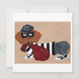 Dachshund traktatie dief Inbreker Feestdagenkaart