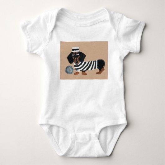Dachshund traktatiedief Gevangene Romper (Voorkant)