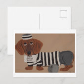 Dachshund Treat Thief Jailbird Briefkaart (Voorkant / Achterkant)