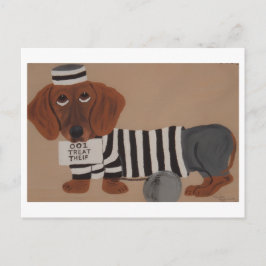 Dachshund Treat Thief Jailbird Briefkaart