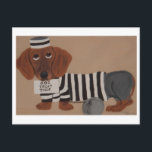 Dachshund Treat Thief Jailbird Feestdagenkaart<br><div class="desc">The whimsy of this doggie is meant to bring joy to someone's day!</div>