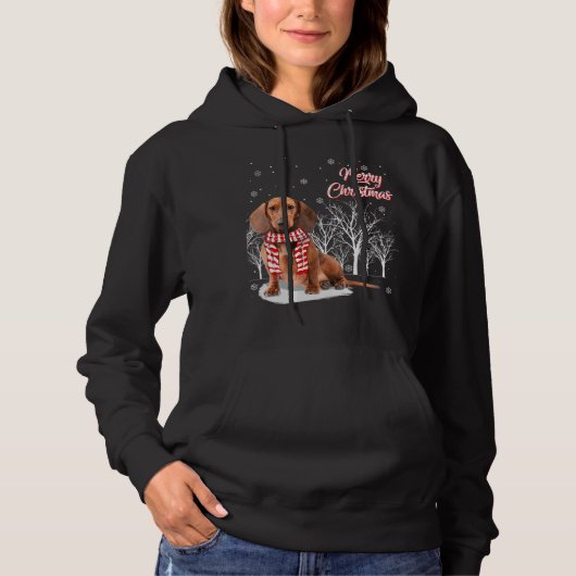 Dachshund Tree Merry-kerstdachshund-programma's vo Hoodie (Voorkant)