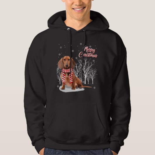 Dachshund Tree Merry-kerstdachshund-programma's vo Hoodie (Voorkant)