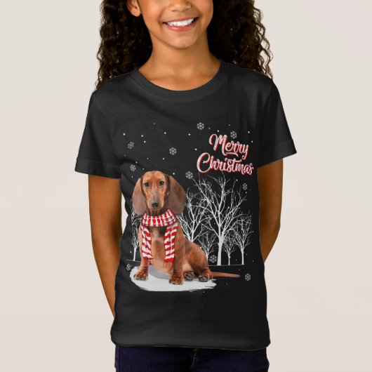 Dachshund Tree Merry-kerstdachshund-programma's vo T-shirt (Voorkant)