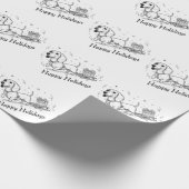 Dachshund trekt slee met kerstcadeaus cadeaupapier (Hoek)