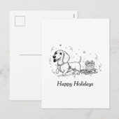 Dachshund trekt slee met kerstcadeaus feestdagenkaart (Voorkant / Achterkant)