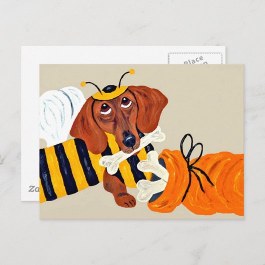 Dachshund-Trick or treat Briefkaart (Voorkant / Achterkant)