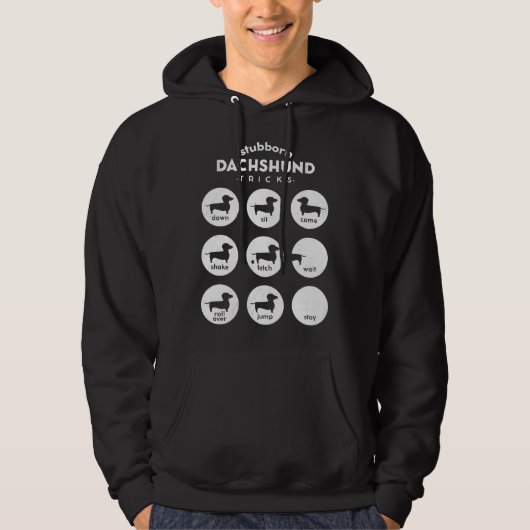 Dachshund Tricks Chart Stubborn Hoodie (Voorkant)