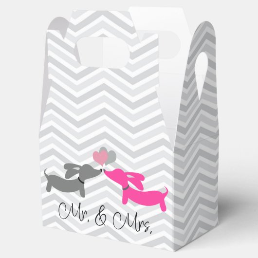 Dachshund Trouw Favorieten Doos voor Wiener Dog Bedankdoosjes (Geopend)