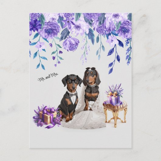 Dachshund Trouwkunst Briefkaart (Voorkant)