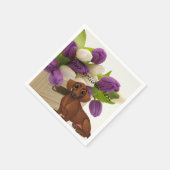 Dachshund Tulips Paper Napkin Servetten (Hoek)