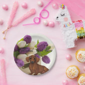 Dachshund Tulips Paper Party Bord (Feest)