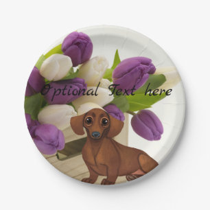 Dachshund Tulips Paper Party Bord