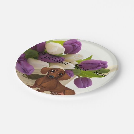 Dachshund Tulips Paper Party Bord (Gekanteld)