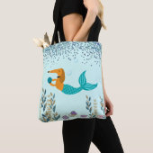 Dachshund Turquoise Mermaid Tail Canvas tas (Dichtbij)