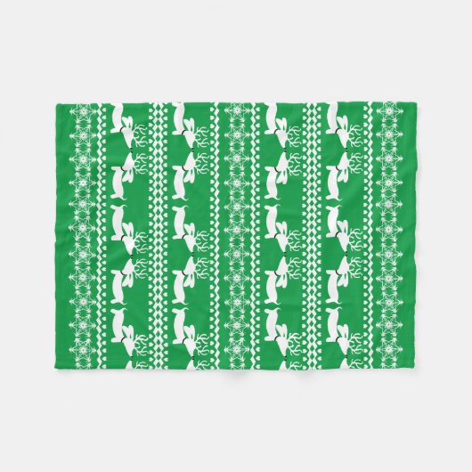 Dachshund Ugly Sweater Snowflakes Fleece Deken (Voorkant (Horizontaal))