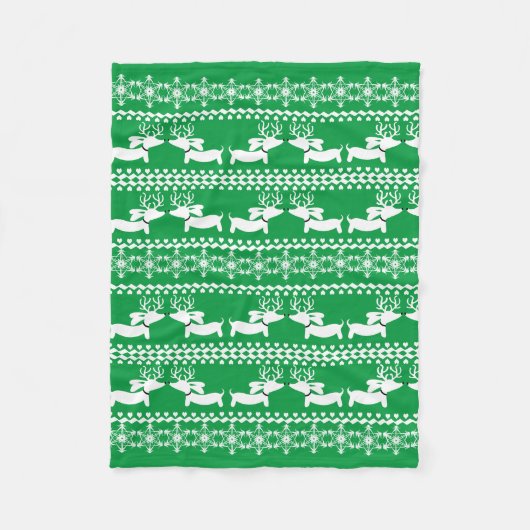 Dachshund Ugly Sweater Snowflakes Fleece Deken (Voorkant)