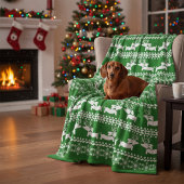 Dachshund Ugly Sweater Snowflakes Fleece Deken