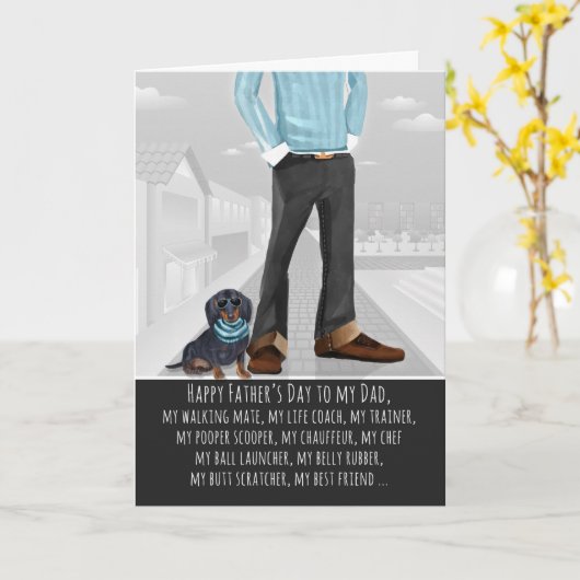 Dachshund uit de Dog-Vaderdag Kaart (Gele Bloem)