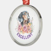 Dachshund Uitstekend Metalen Ornament (Links)
