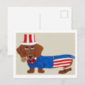 Dachshund Uncle Sam Invitation Aankondigingskaart (Voorkant / Achterkant)
