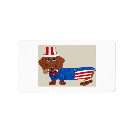 Dachshund Uncle Sam Invitation Etiket (Voorkant)