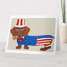 Dachshund Uncle Sam Invitation Kaart