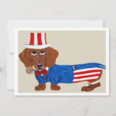 Dachshund Uncle Sam Invitation Kaart (Voorkant)