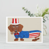 Dachshund Uncle Sam Invitation Kaart (Staand voorkant)