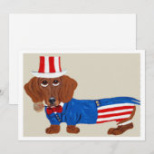 Dachshund Uncle Sam Invitation Kaart (Voorkant / Achterkant)