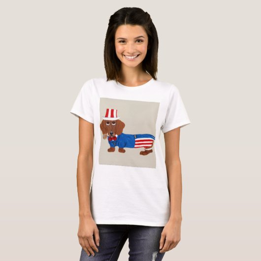 Dachshund Uncle Sam T-shirt (Voorkant volledig)