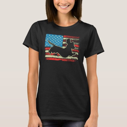 Dachshund USA Flag Doxie Weiner Dog 4th of July Pa T-shirt (Voorkant)