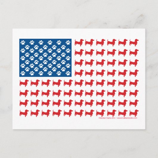 Dachshund USA Patriotic Flag Briefkaart (Voorkant)